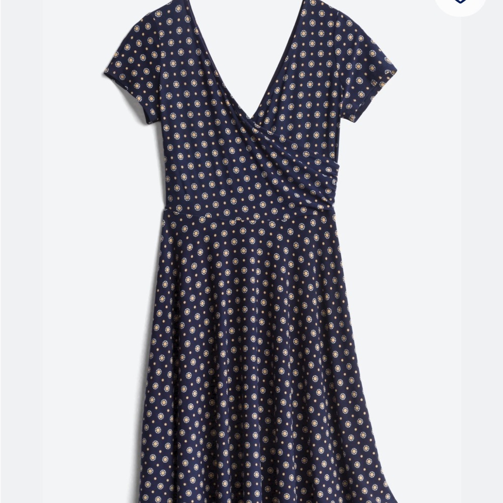 Elegant Navy Blue Patterned Dress